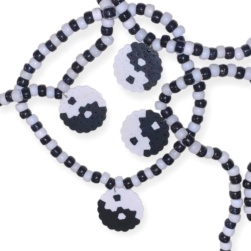 Dualities Beaded Necklace with Yin & Yang Charm - Handmade by Rainbow Soul